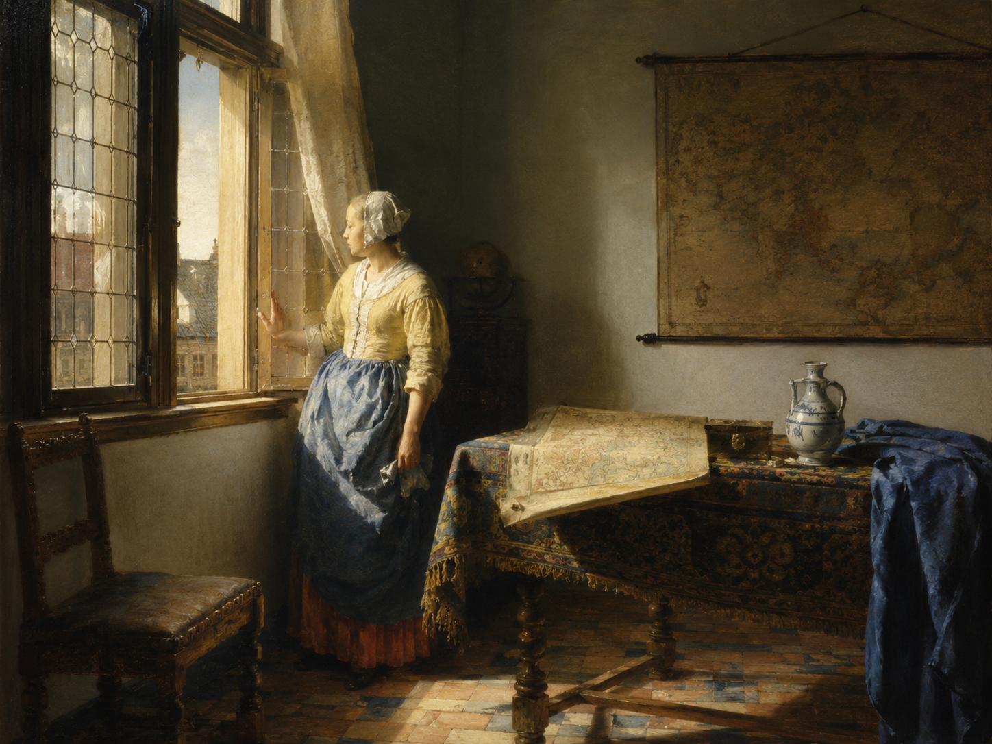 Dutch interior filled with soft window light