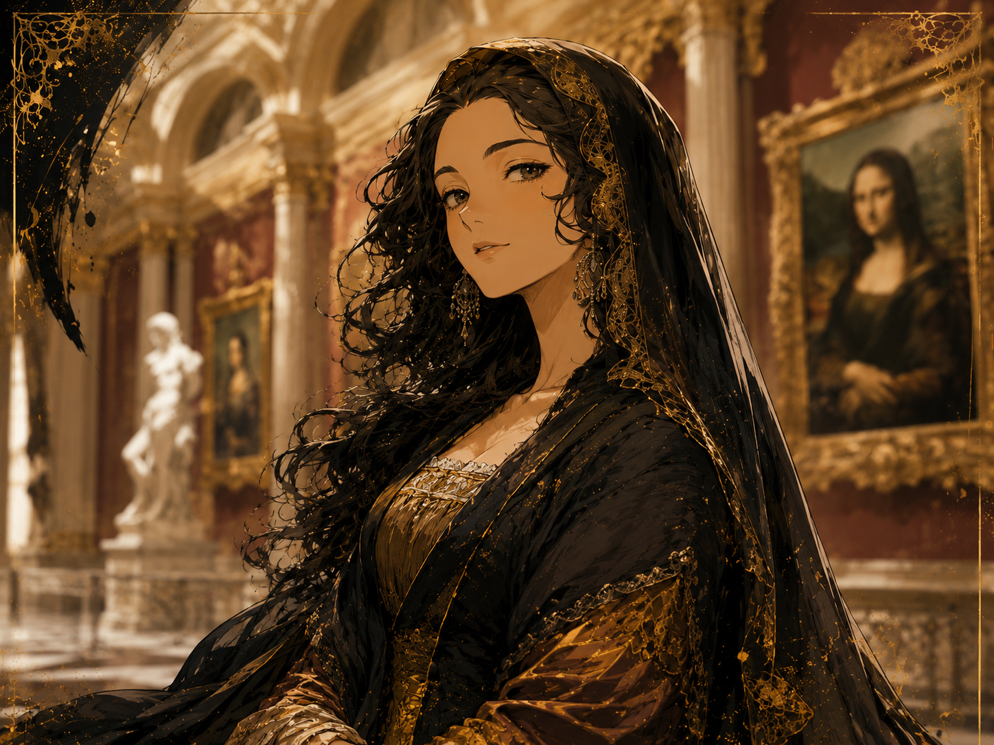 Mona Lisa Sensei in a grand gallery