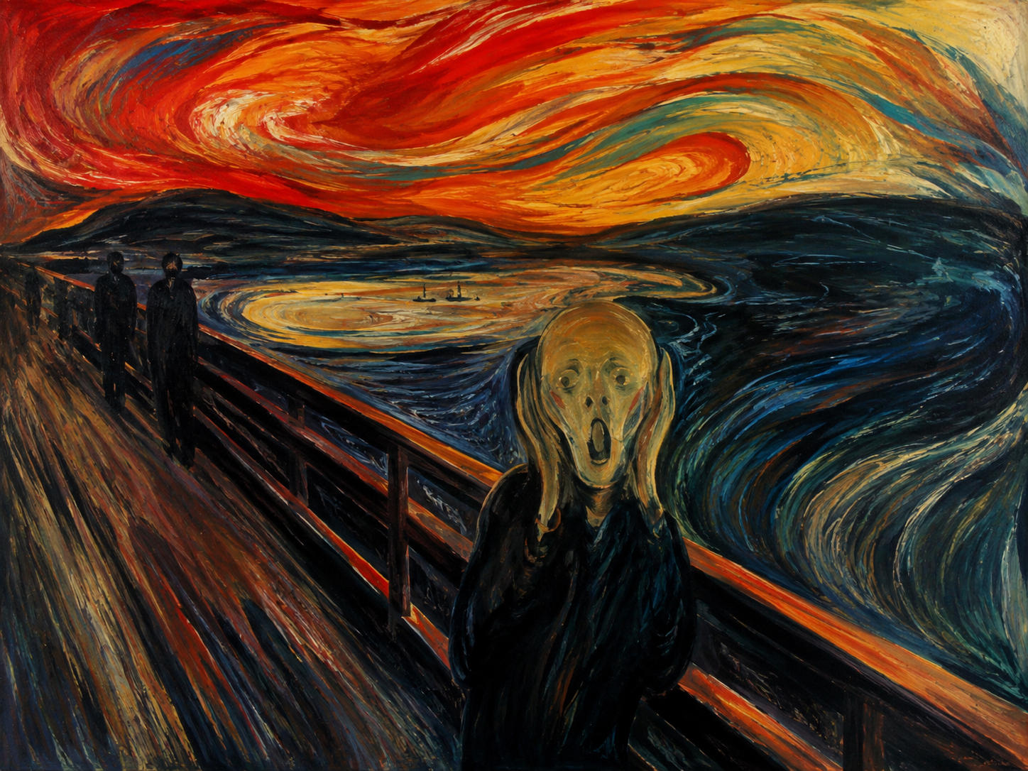 Turbulent bridge scene under an emotional sky